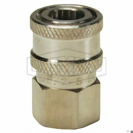 DIXON E Series Straight Through Hydraulic Coupler, 1-1/2 in x 1-1/2-11-1/2 Nominal, Quick-Connect x FNPT,  12EF12-S